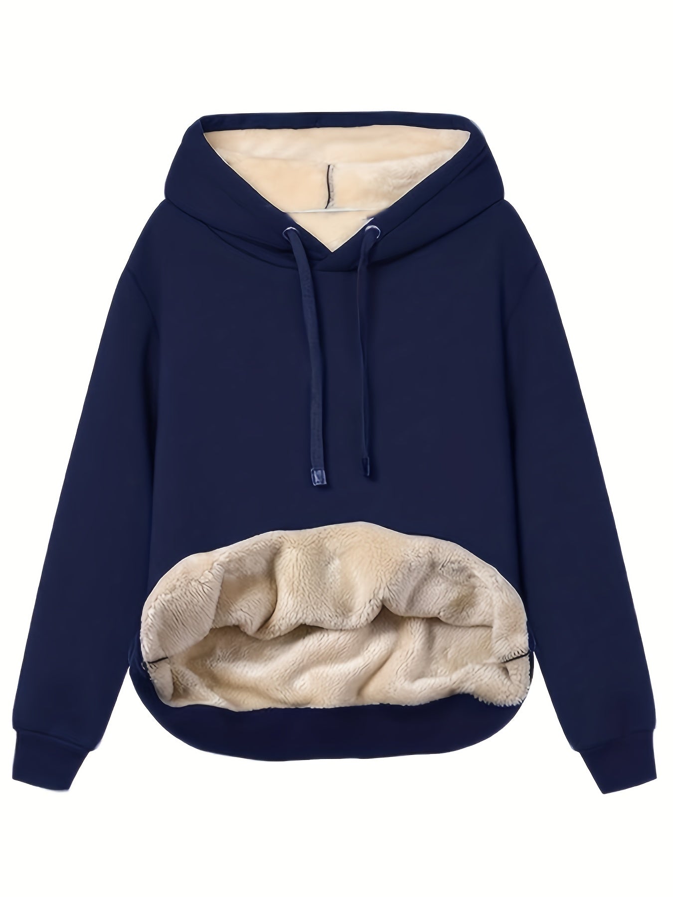 Comfortable Sherpa Lined Hoodie for Women with Drawstring Hood Long Sleeve Oversized Kangaroo Pocket Relaxed Style