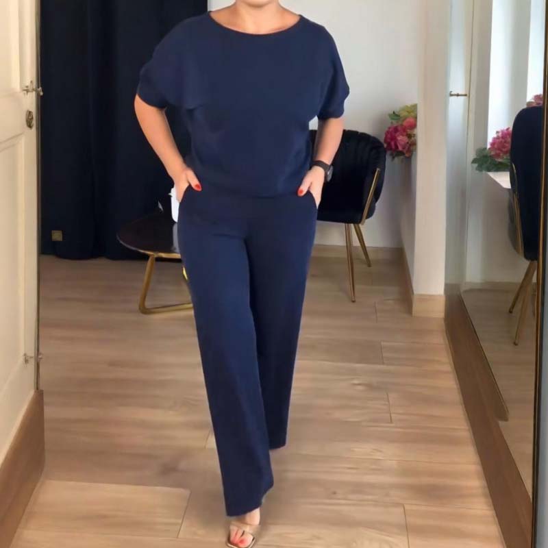 Elegant Wide Leg Three Piece Set for Women with Open Front Duster Cardigan Long Sleeve Formal Style