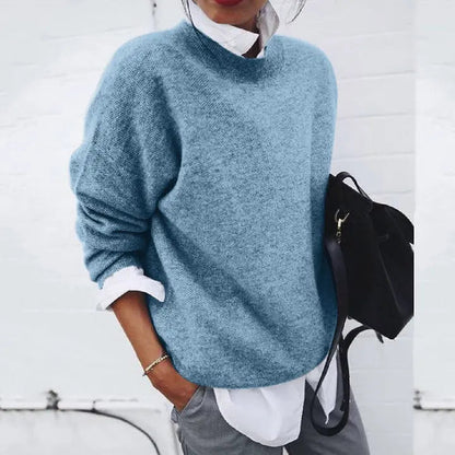 Comfortable Oversized Sweater for Women with Mock Neck Long Sleeve Relaxed Knit Style