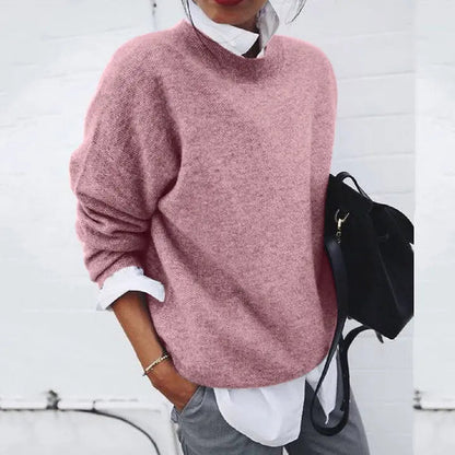Comfortable Oversized Sweater for Women with Mock Neck Long Sleeve Relaxed Knit Style