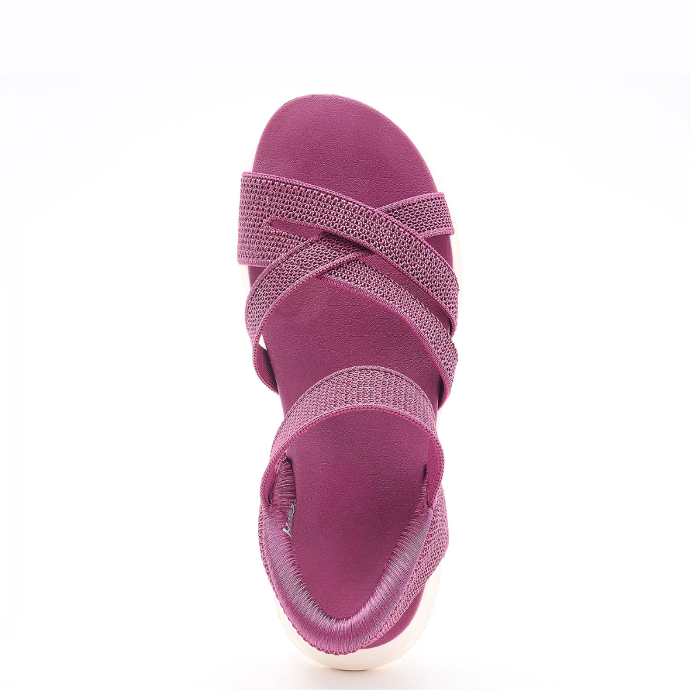 Comfortable Sandals for Women with Woven Stretch Strap Cushioned Sole Ankle Buckle Sport Style
