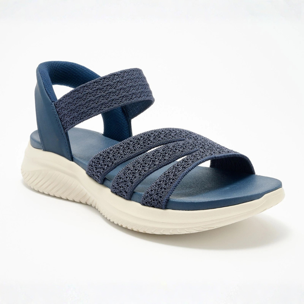 Comfortable Sandals for Women with Woven Stretch Strap Cushioned Sole Adjustable Ankle Sport Style