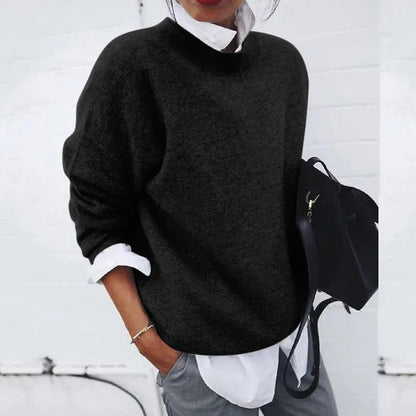 Comfortable Oversized Sweater for Women with Mock Neck Long Sleeve Relaxed Knit Style