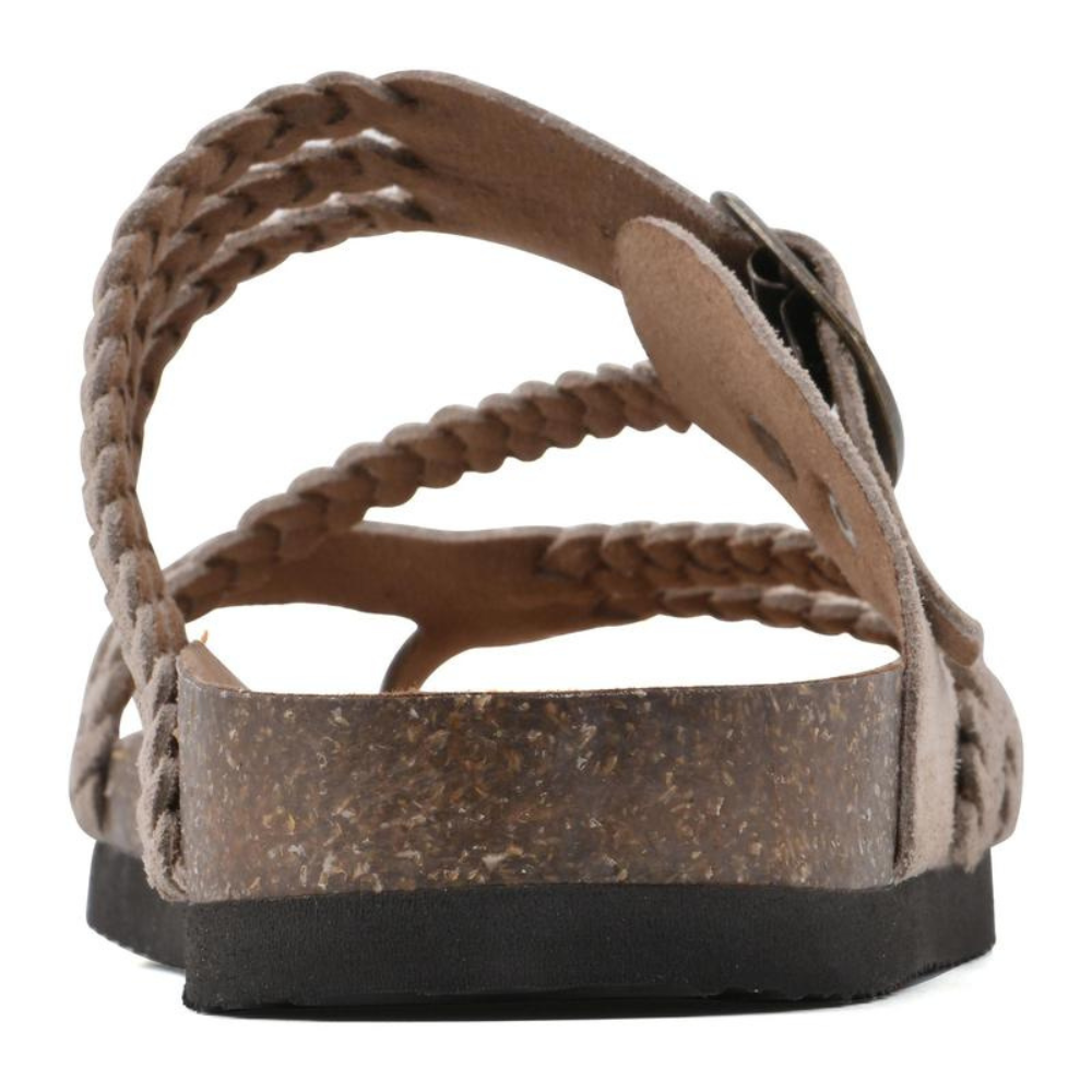 Comfortable Sandals for Women with Braided Toe Loop Buckle Strap Cork Footbed Slide Style