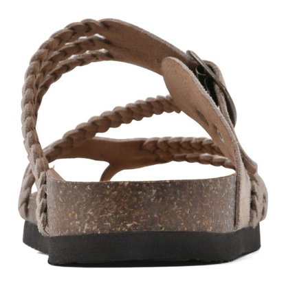 Comfortable Sandals for Women with Braided Toe Loop Buckle Strap Cork Footbed Slide Style