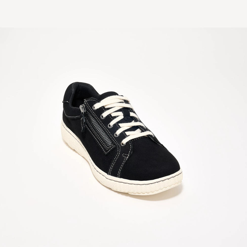 Comfortable Trainers for Women with Lace Up Side Zip Cushioned Low Top Casual Style