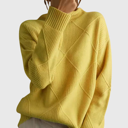 Comfortable Turtleneck Sweater for Women with High Neck Long Sleeve Relaxed Oversized Knit Style