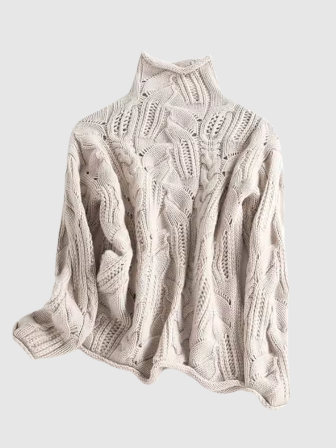 Comfortable Cable Knit Sweater for Women with Mock Neck Long Sleeve Relaxed Oversized Style
