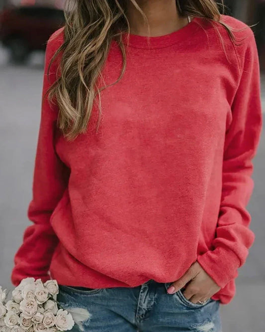 Comfortable Cotton Sweatshirt for Women with Crew Neck Long Sleeve Relaxed Oversized Casual Style
