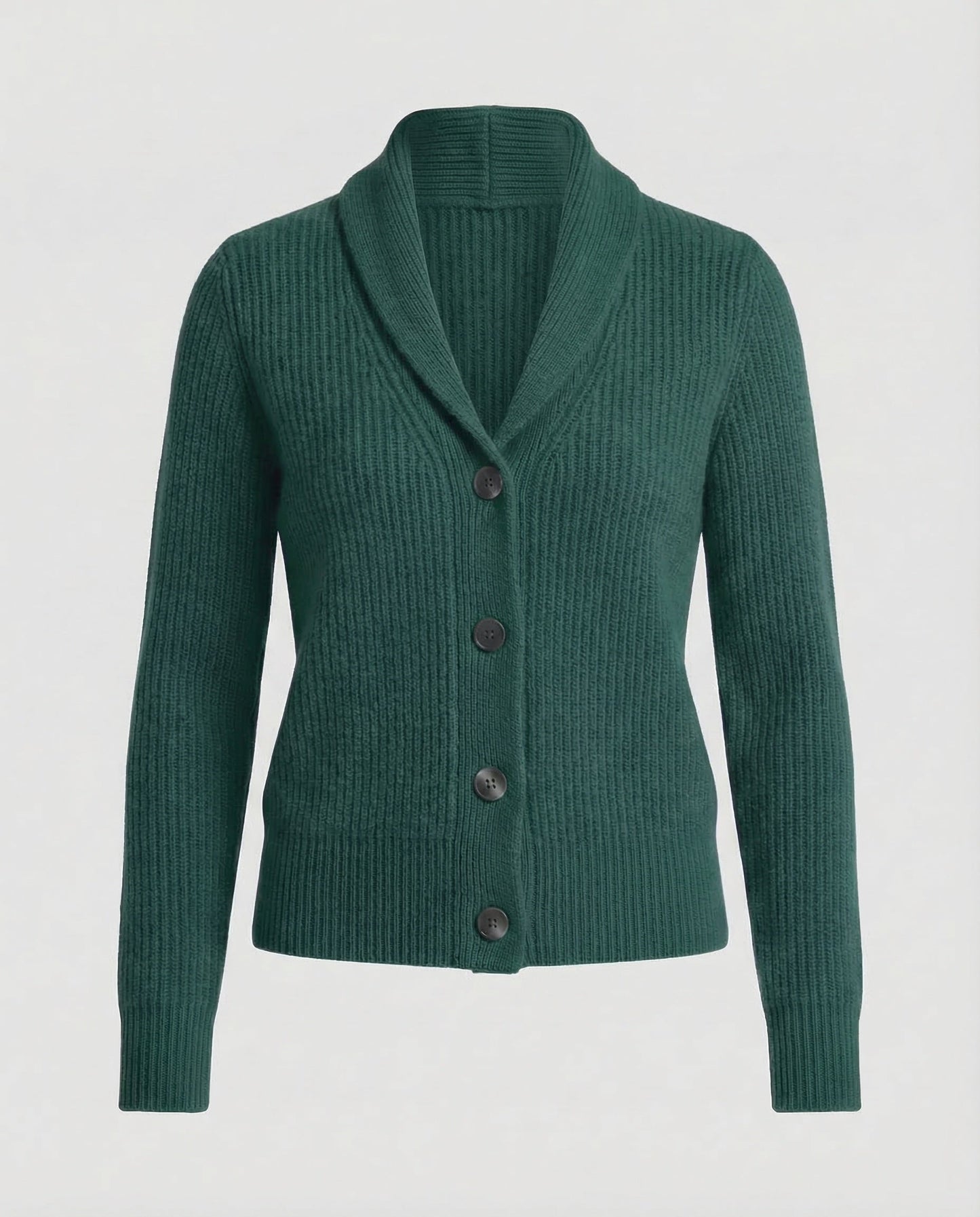 Comfortable Ribbed Cardigan Sweater for Women with Shawl Collar Long Sleeve Button Front Relaxed Knit Style