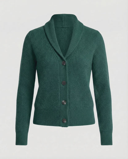 Comfortable Ribbed Cardigan Sweater for Women with Shawl Collar Long Sleeve Button Front Relaxed Knit Style