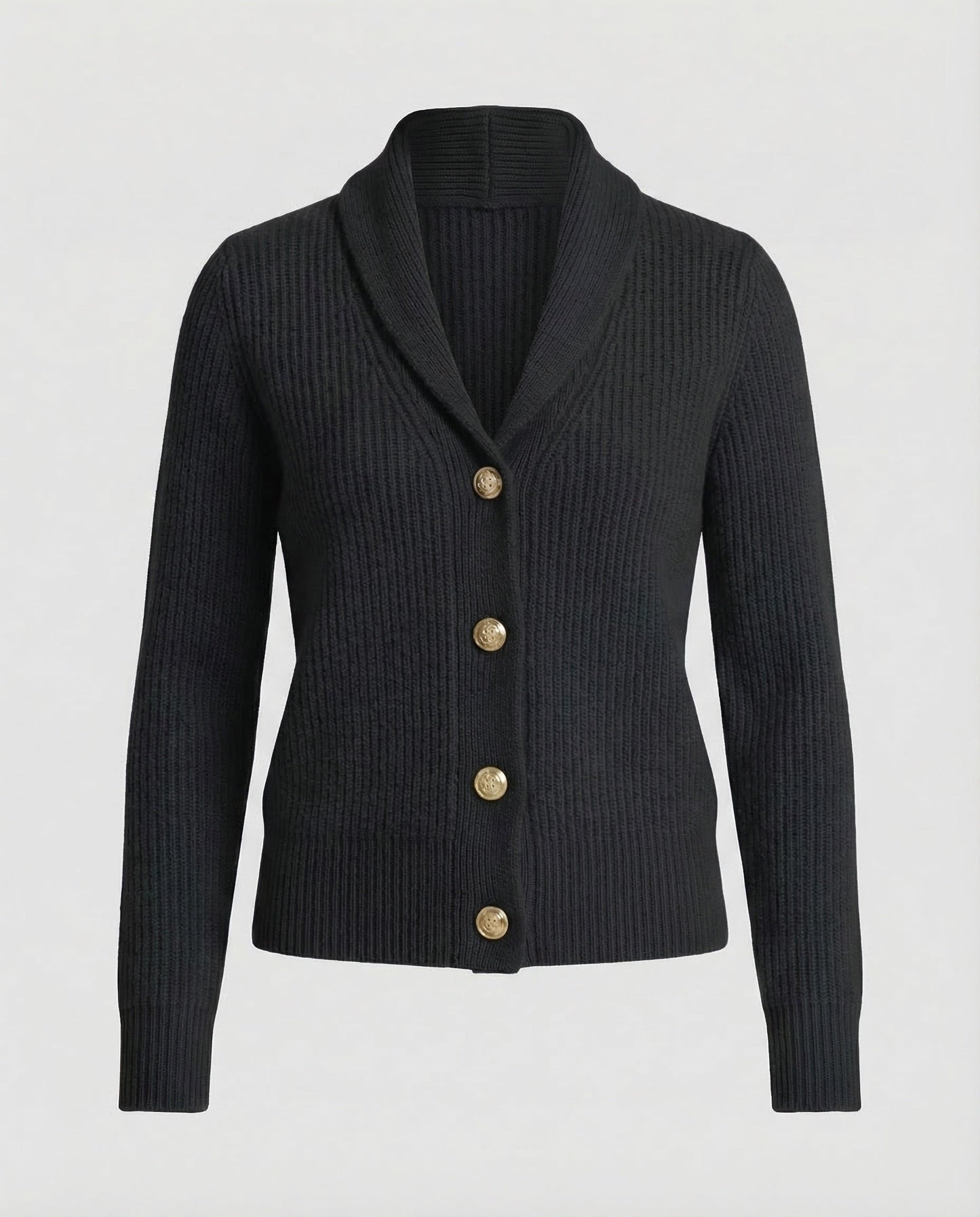 Comfortable Ribbed Cardigan Sweater for Women with Shawl Collar Long Sleeve Button Front Relaxed Knit Style