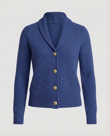 Comfortable Ribbed Cardigan Sweater for Women with Shawl Collar Long Sleeve Button Front Relaxed Knit Style