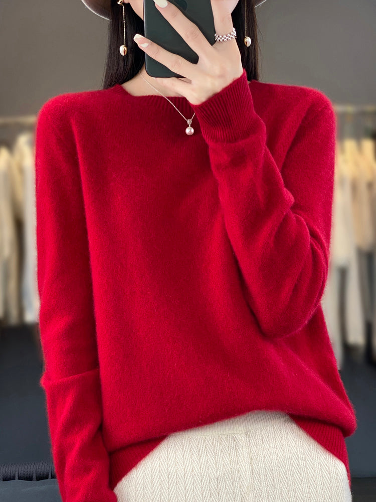 Comfortable Soft Sweater for Women with Crew Neck Long Sleeve Relaxed Oversized Knit Style
