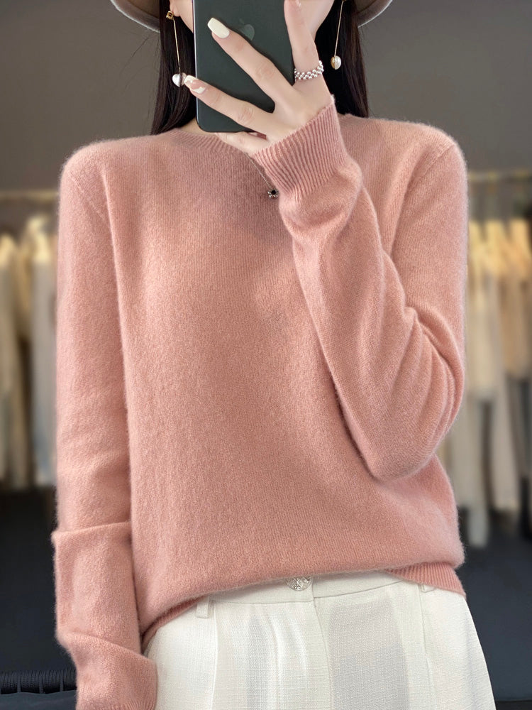 Comfortable Soft Sweater for Women with Crew Neck Long Sleeve Relaxed Oversized Knit Style