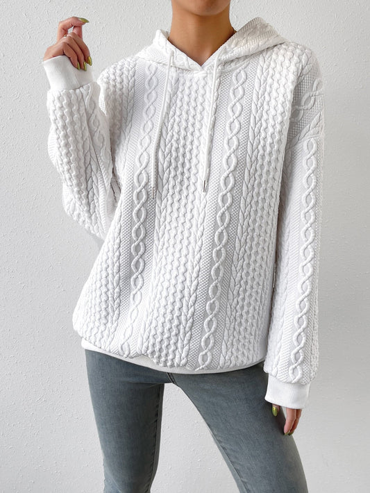 Comfortable Cable Knit Sweater for Women with Hooded Long Sleeve Oversized Knit Style