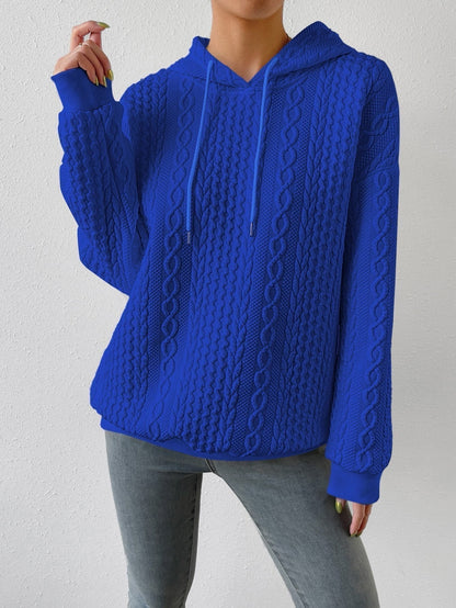 Comfortable Cable Knit Sweater for Women with Hooded Long Sleeve Oversized Knit Style
