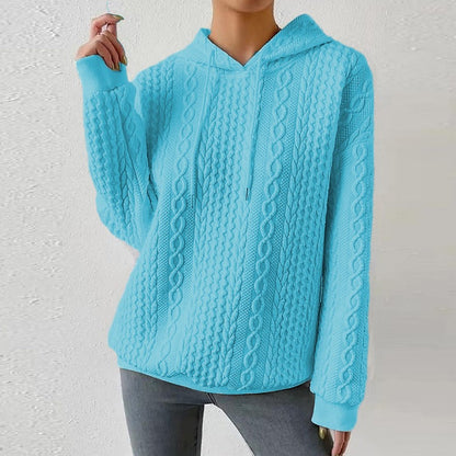Comfortable Cable Knit Sweater for Women with Hooded Long Sleeve Oversized Knit Style