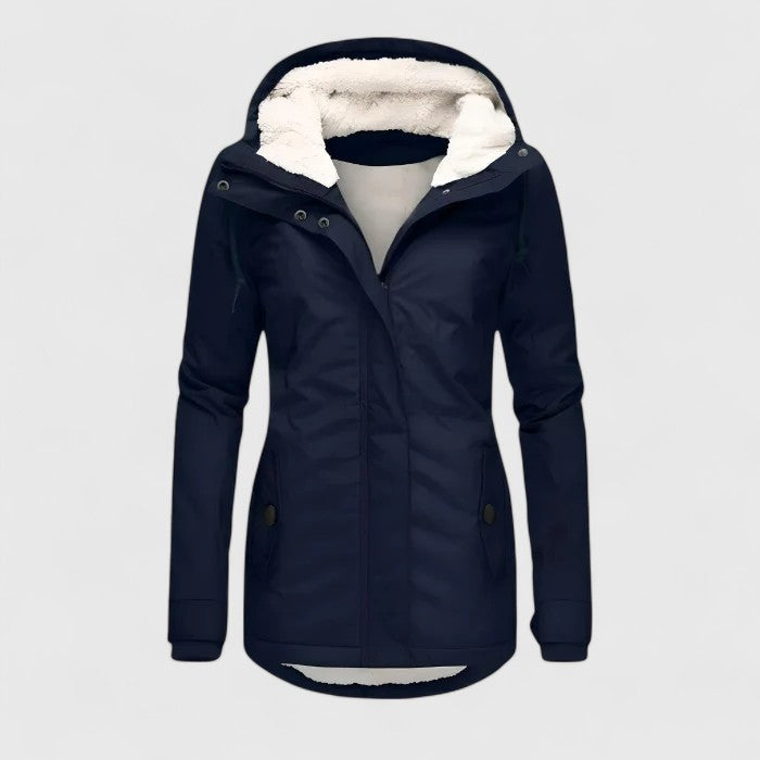 Effortless Sherpa Lined Parka Jacket for Women with Hooded Collar Long Sleeve Zip Front Casual Style
