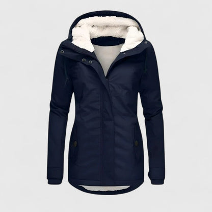 Effortless Sherpa Lined Parka Jacket for Women with Hooded Collar Long Sleeve Zip Front Casual Style