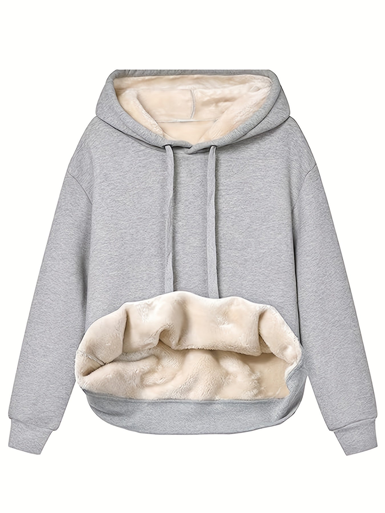 Comfortable Sherpa Lined Hoodie for Women with Drawstring Hood Long Sleeve Oversized Kangaroo Pocket Relaxed Style