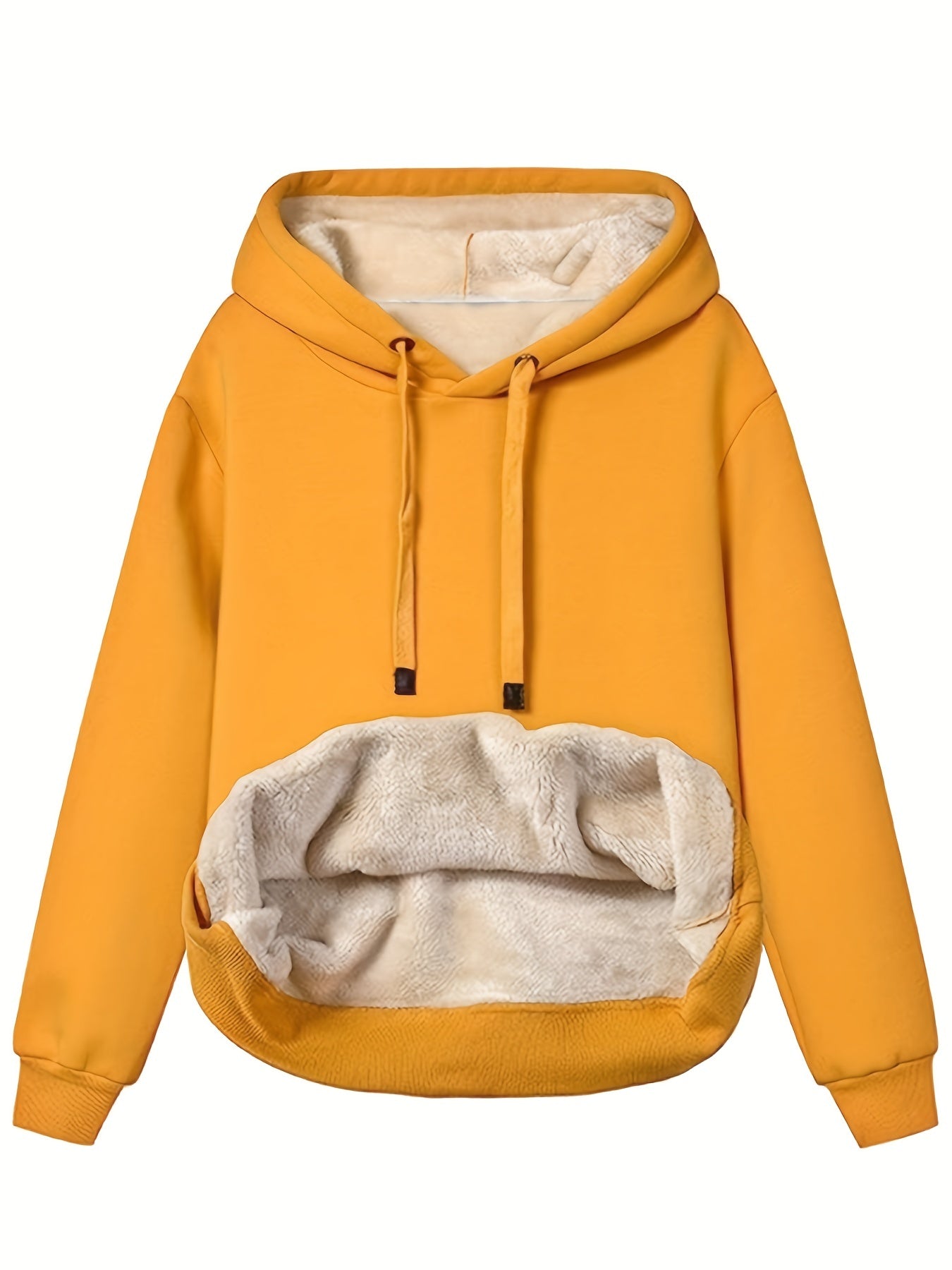 Comfortable Sherpa Lined Hoodie for Women with Drawstring Hood Long Sleeve Oversized Kangaroo Pocket Relaxed Style