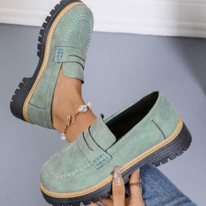 Comfortable Loafers for Women with Chunky Lug Sole Slip On Round Toe Platform Style