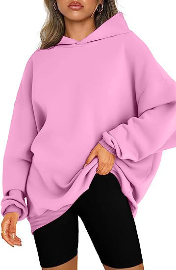 Comfortable Fleece Hoodie for Women with Drawstring Hood Long Sleeve Drop Shoulder Relaxed Style