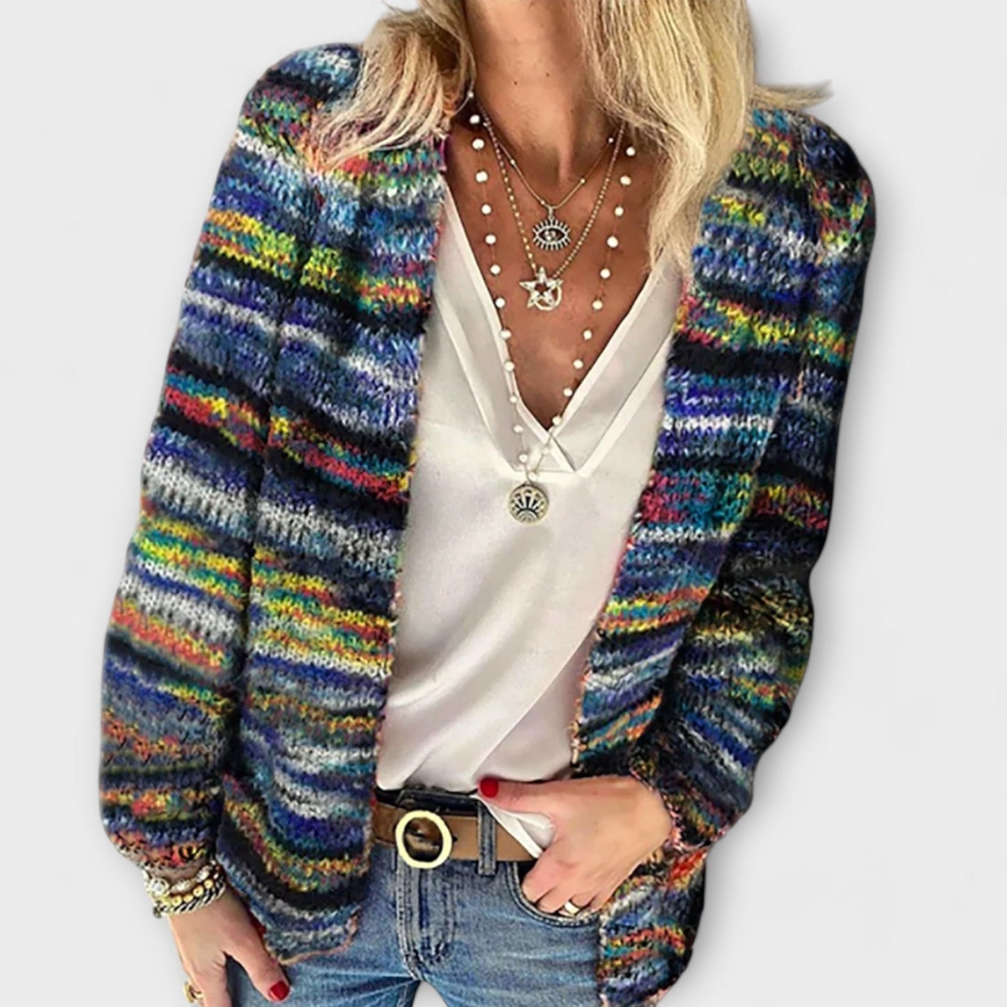 Effortless Space Dye Knit Cardigan for Women with Open Front Long Sleeve Relaxed Boho Style