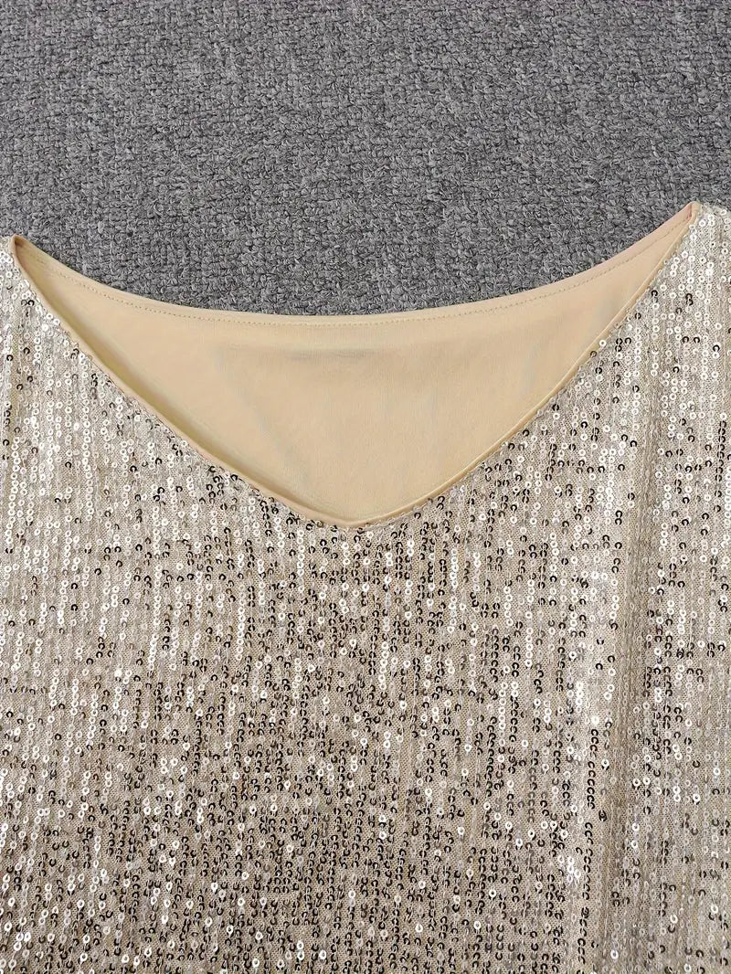 Elegant Sequin Mini Dress for Women with One Shoulder Long Sleeve Bodycon Sparkle Formal Party Style
