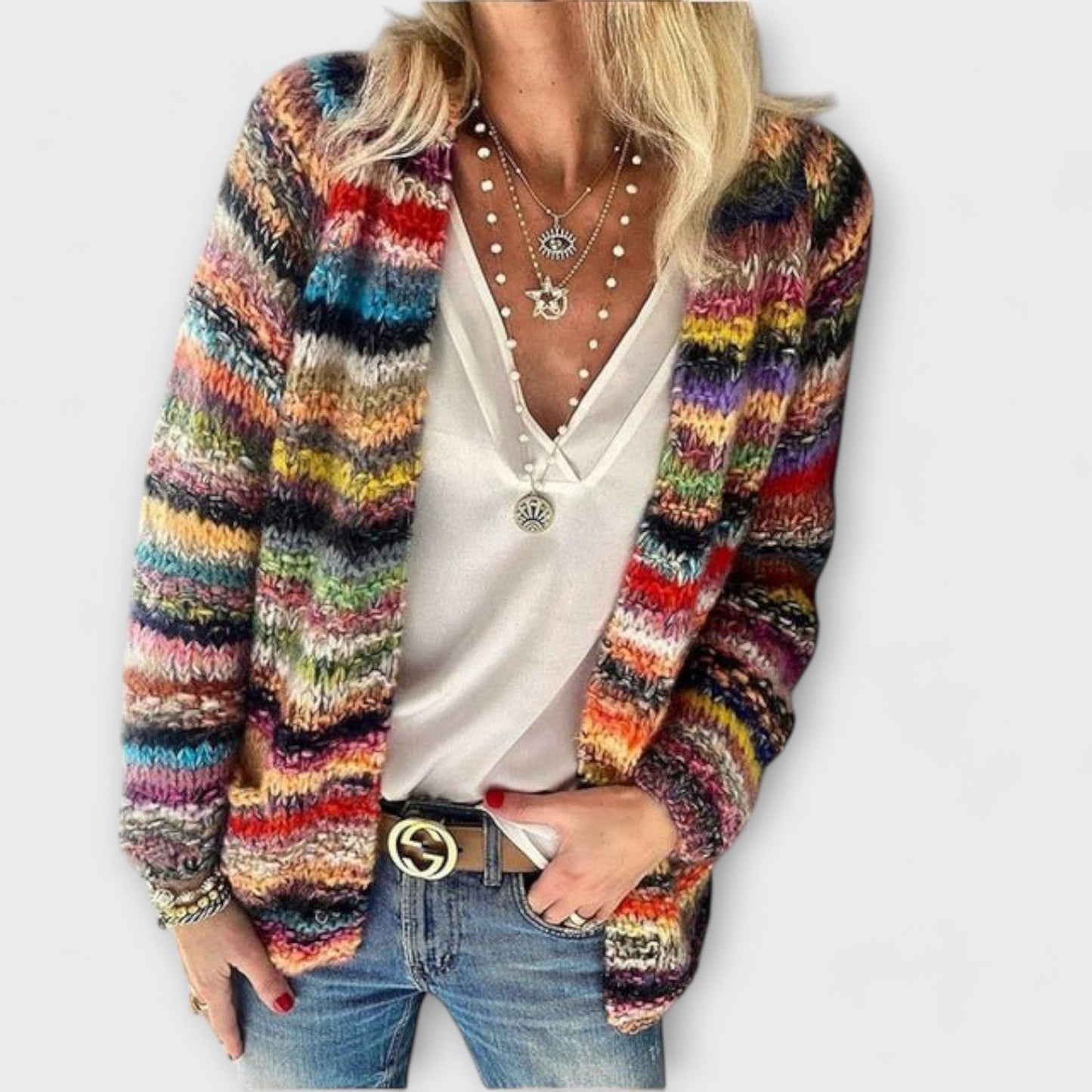 Effortless Space Dye Knit Cardigan for Women with Open Front Long Sleeve Relaxed Boho Style