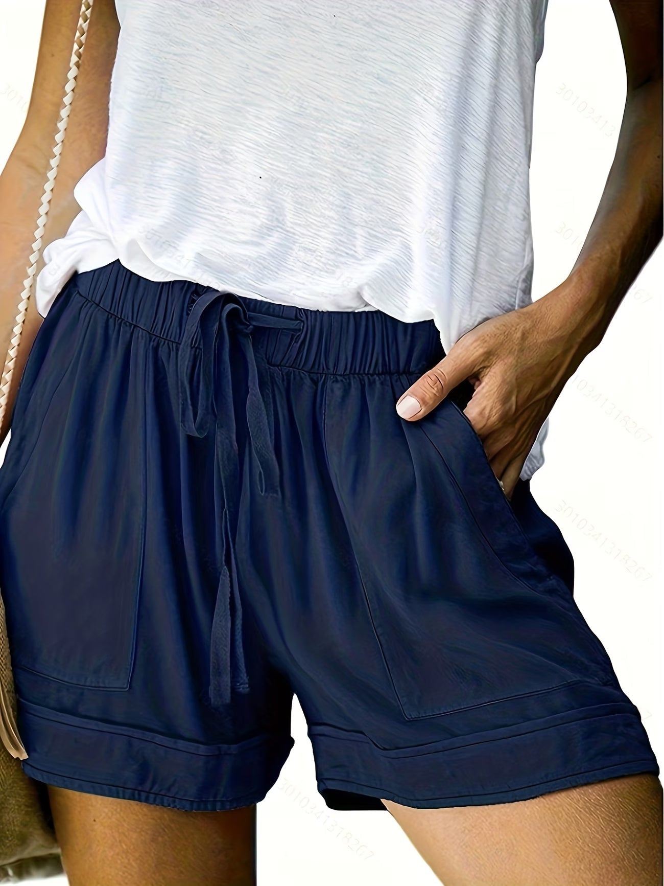 Effortless Linen Shorts for Women with High Waist Drawstring Relaxed Pocket Casual Style