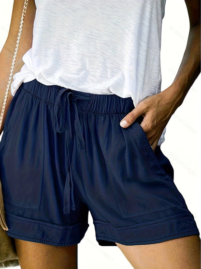 Effortless Linen Shorts for Women with High Waist Drawstring Relaxed Pocket Casual Style