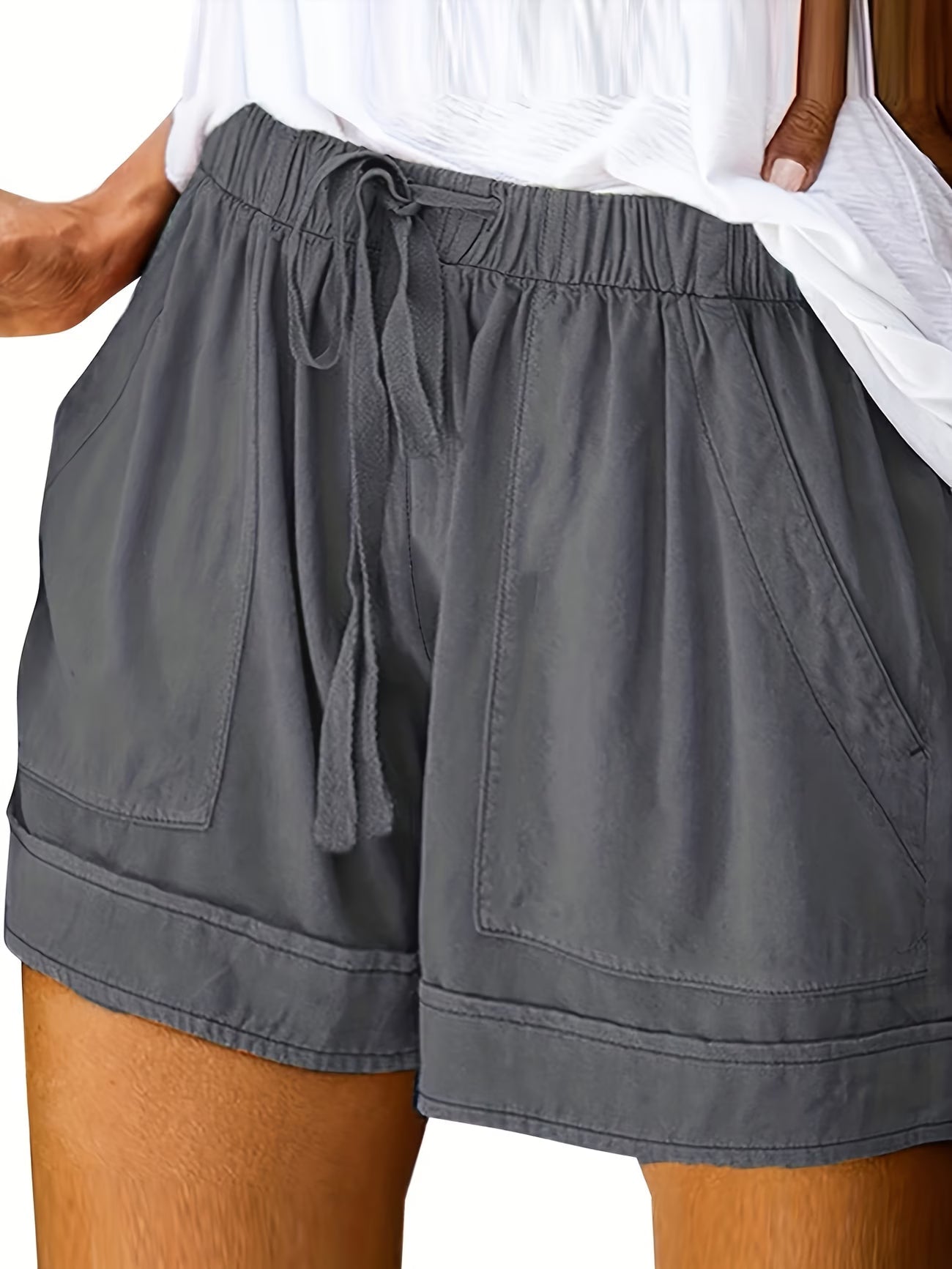 Effortless Linen Shorts for Women with High Waist Drawstring Relaxed Pocket Casual Style