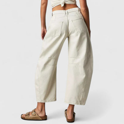 Effortless Wide Leg Barrel Jeans for Women with High Waist Curved Seam Relaxed Casual Style