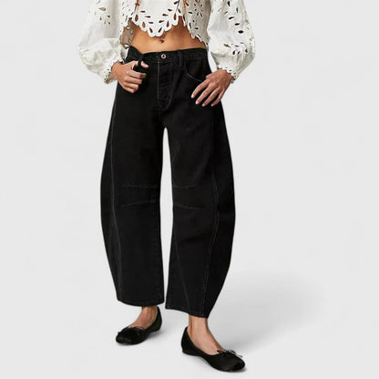Effortless Wide Leg Barrel Jeans for Women with High Waist Curved Seam Relaxed Casual Style