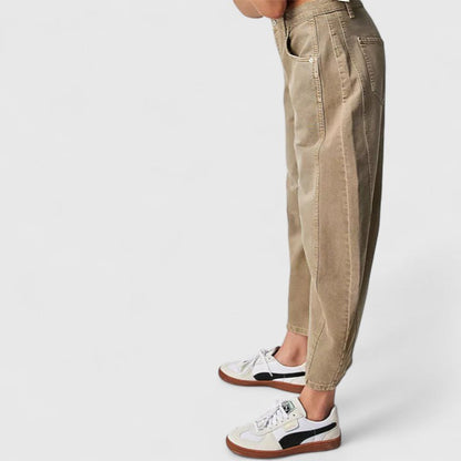 Effortless Wide Leg Barrel Jeans for Women with High Waist Curved Seam Relaxed Casual Style