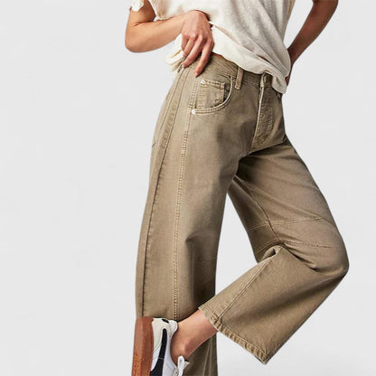 Effortless Wide Leg Barrel Jeans for Women with High Waist Curved Seam Relaxed Casual Style