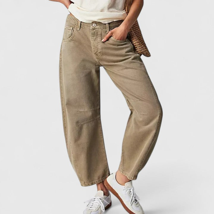 Effortless Wide Leg Barrel Jeans for Women with High Waist Curved Seam Relaxed Casual Style