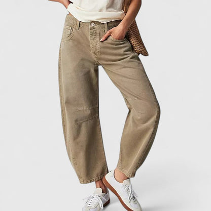 Effortless Wide Leg Barrel Jeans for Women with High Waist Curved Seam Relaxed Casual Style