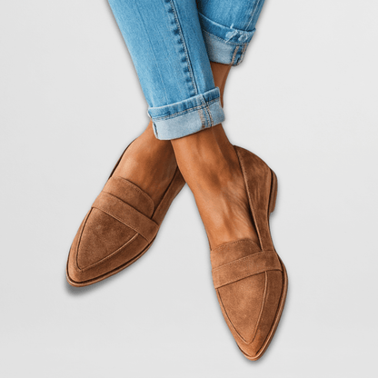 Effortless Suede Penny Loafer for Women with Pointed Toe Flat Slip On Casual Style