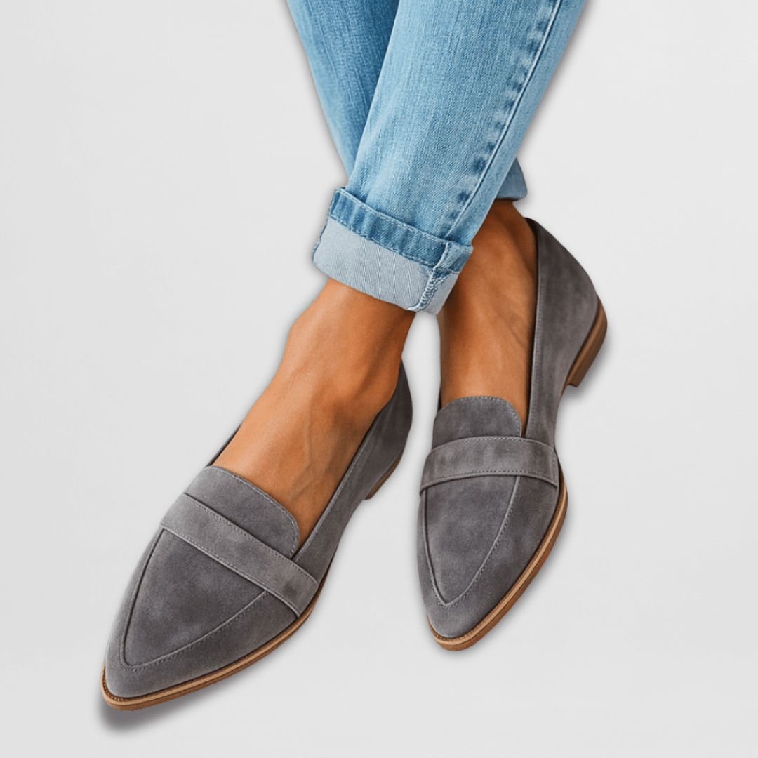Effortless Suede Penny Loafer for Women with Pointed Toe Flat Slip On Casual Style