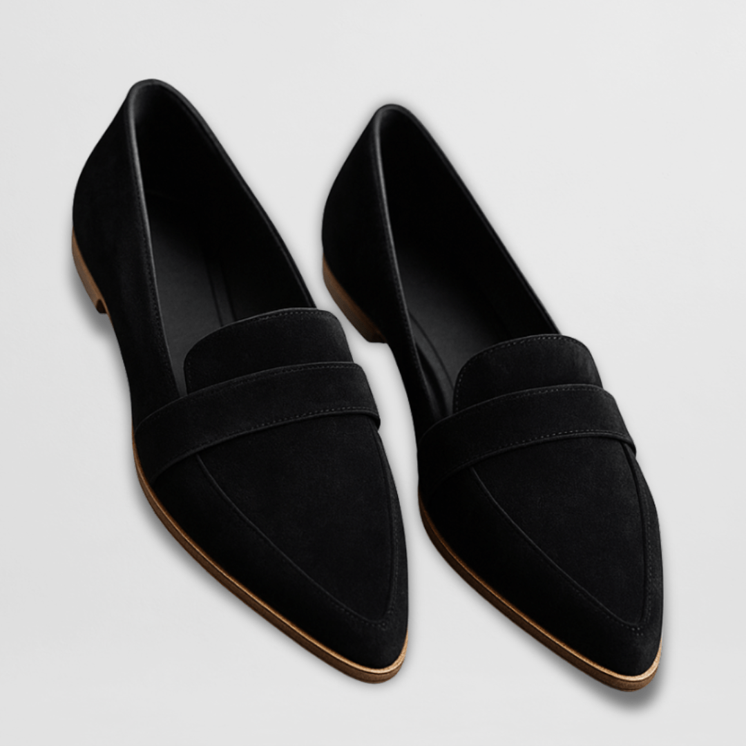Effortless Suede Penny Loafer for Women with Pointed Toe Flat Slip On Casual Style