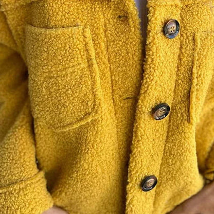 Effortless Sherpa Fleece Jacket for Women with Collar Long Sleeve Button Front Relaxed Style