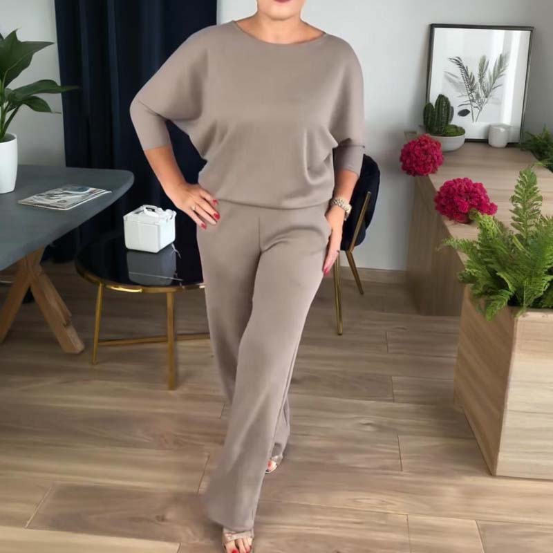 Elegant Wide Leg Three Piece Set for Women with Open Front Duster Cardigan Long Sleeve Formal Style