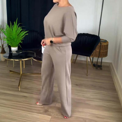 Elegant Wide Leg Three Piece Set for Women with Open Front Duster Cardigan Long Sleeve Formal Style