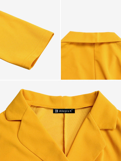 Elegant Wrap Mini Dress for Women with Collar Elbow Sleeve Pleated Tie Waist