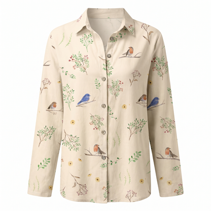 Effortless Floral Print Blouse for Women with Collar Long Sleeve Button Front Relaxed Style