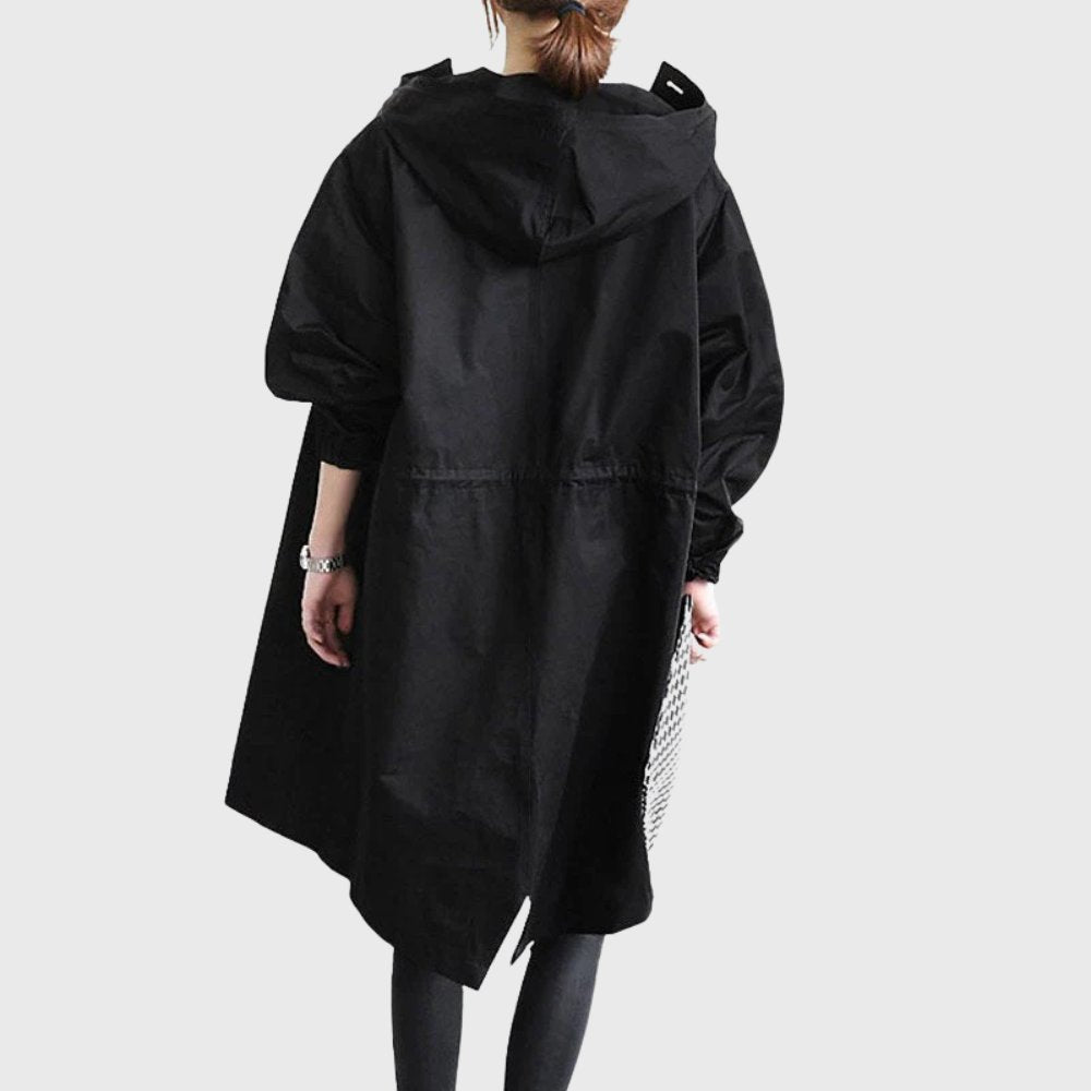 Effortless Oversized Trench Coat for Women with Hooded Long Sleeve Button Front Relaxed Style