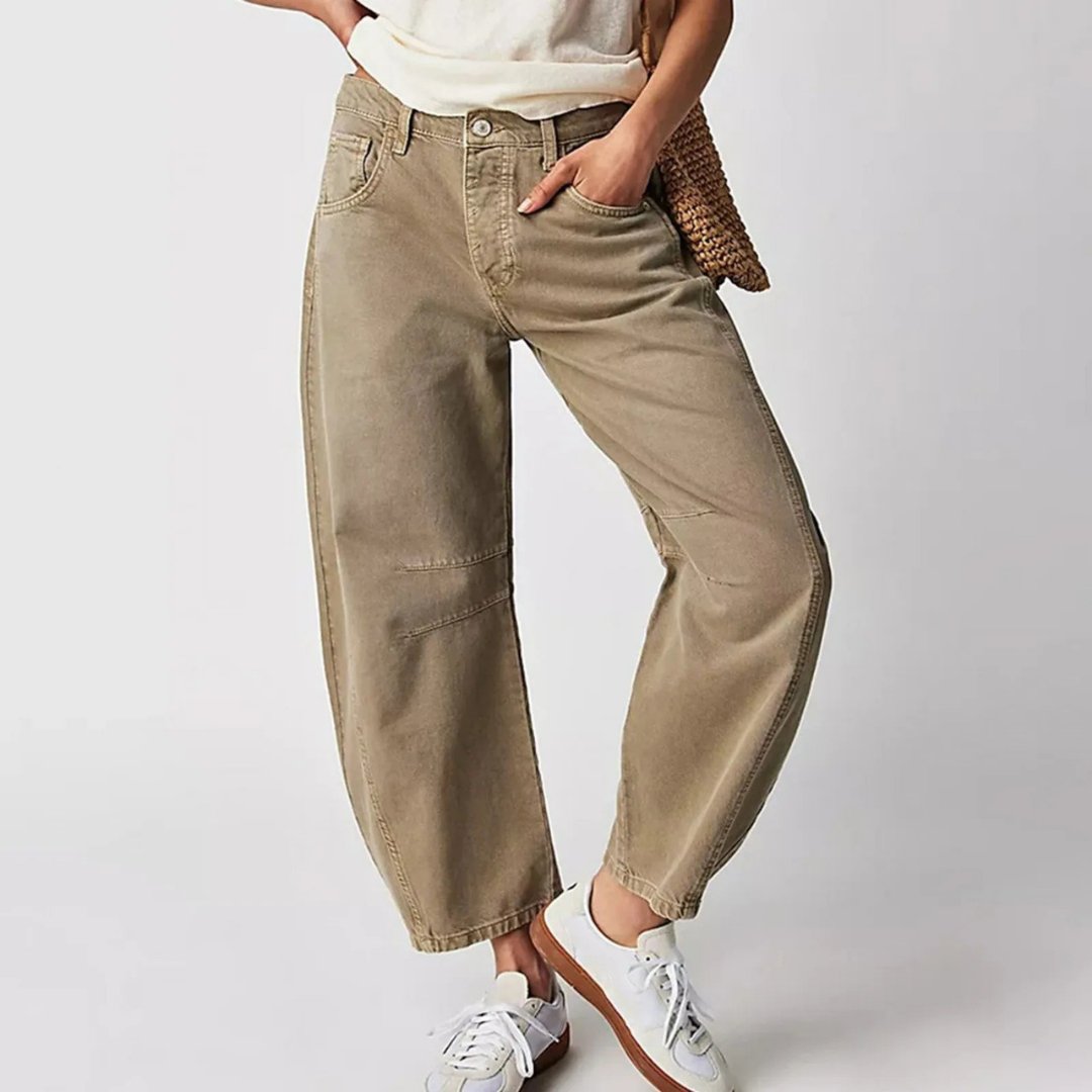 Effortless Relaxed Mom Jeans for Women in Cropped Barrel Leg Denim Style